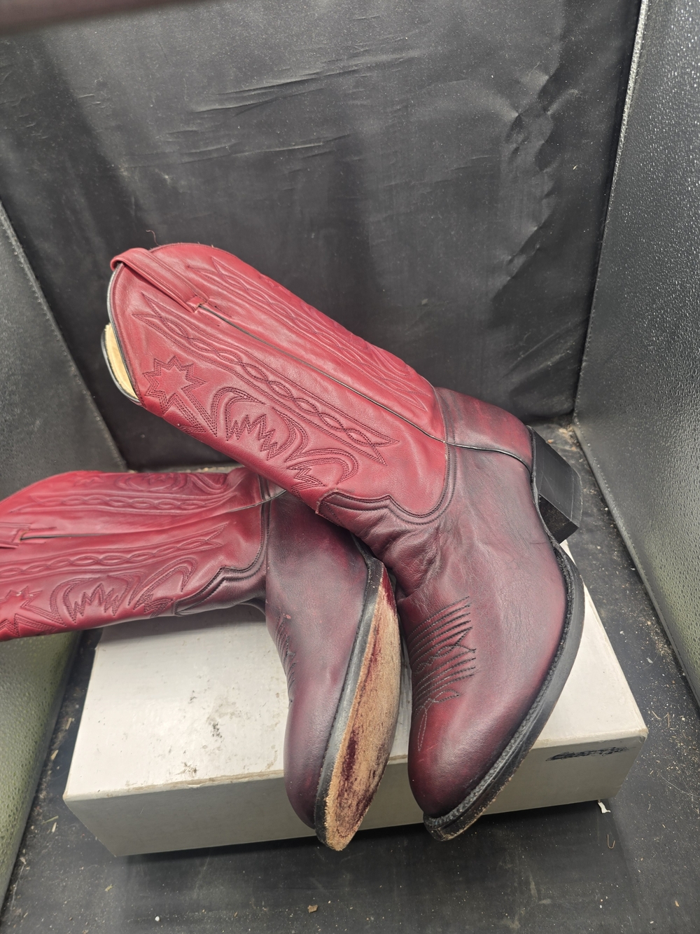 Tecovas Men's Burgundy Leather Western Boots - Picture 2 of 7